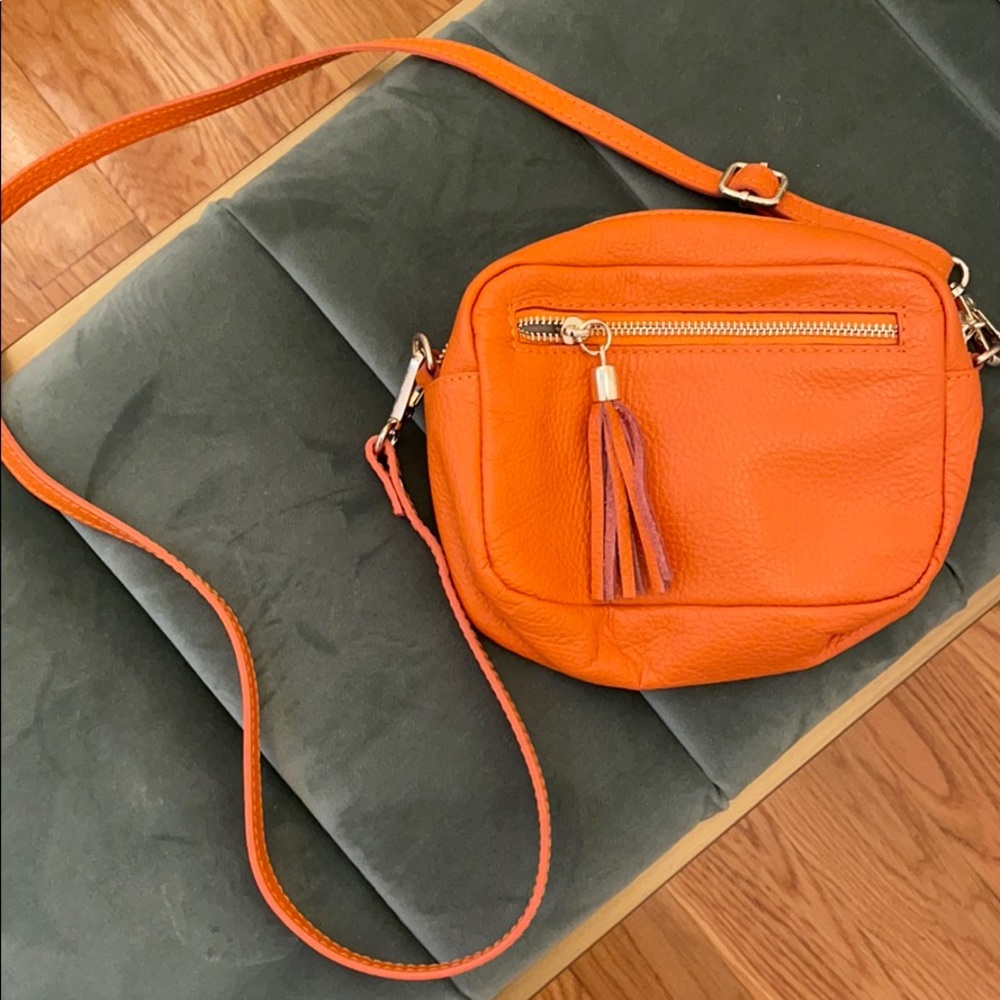 Genuine Leather Orange Crossbody Bag (Italy)